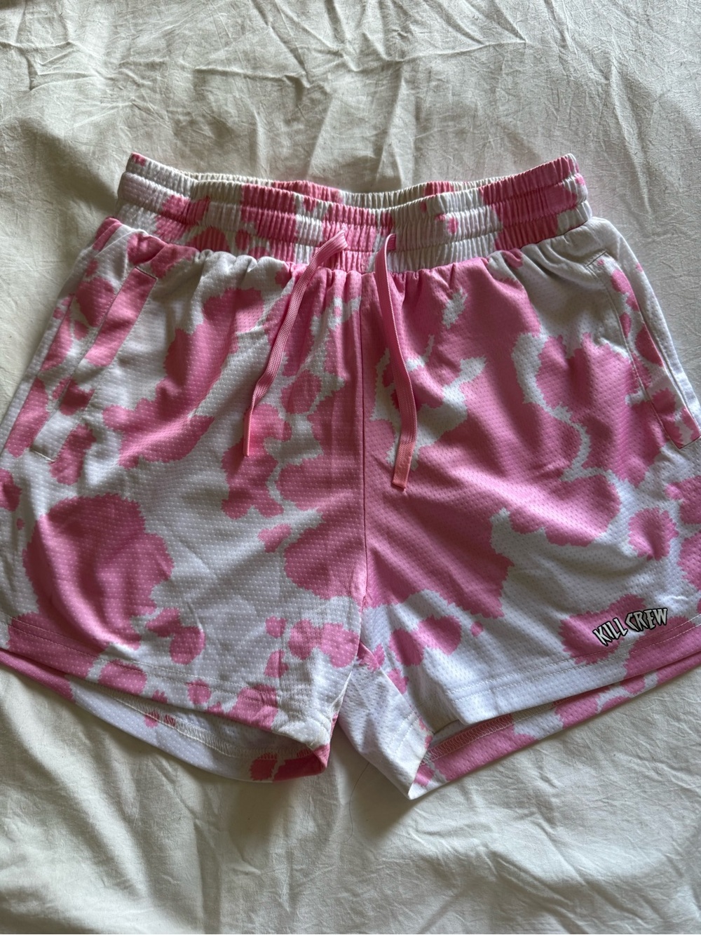 Kill Crew Pink and White Tie-Dye Athletic Shorts